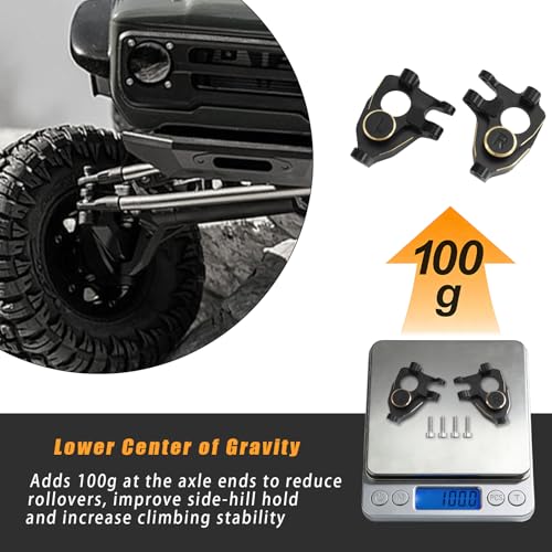 F10 Portal Axle Brass Weights Steering Knuckles with Front & Rear Portal Covers for Vanquish VRD VS4-10 Phoenix 1/10 RC Crawler LCG Lower COG Upgrade (Knuckle:96g) - color: Knuckle:96g
