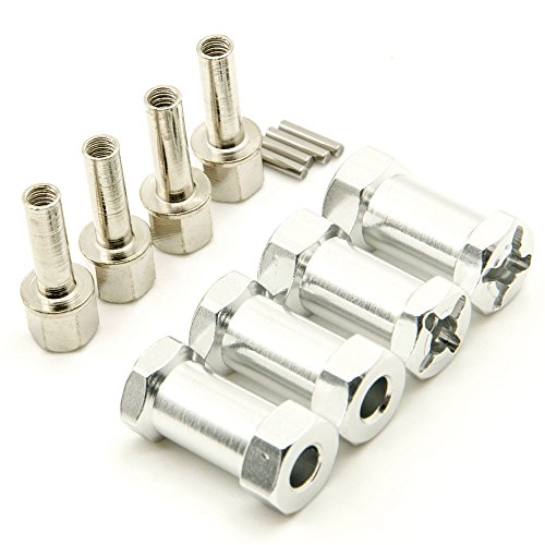 RC 12mm Wheel Hex Drive Hubs Combiner Coupler Aluminum 15mm/20mm/25mm/30mm Offset Extension Longer Combiner Drive Adapter for 1/10 Axial SCX10 Wraith RC Car Upgrade Parts (Silver - 25mm) - color: Silver - 25mm