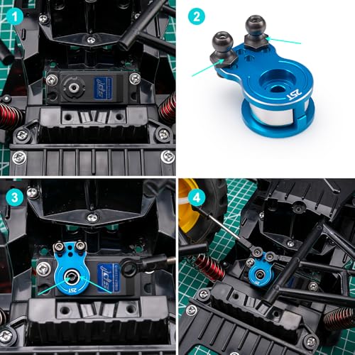 MORLORDY Adjustable 25T RC Servo Saver Aluminum Unloading Servo Arm for 1/12 Tamiya Lunch Box CW-01 Chassis Midnight Pumpkin RC Truck Upgrade Parts (Blue) - color: Blue