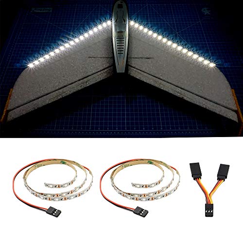 LED Light Strip for RC Fixed Wing Airplane Flying Wing Plane AR Wing Drone Model Car Truck (White) - color: White