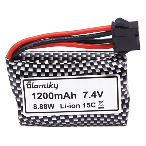 Blomiky 2 Pack 7.4V 1200mAh Li-ion Rechargeable Battery with SM-5P Plug and USB Cable for Some Kind Version TX123 HJ826 RC Boat / R208