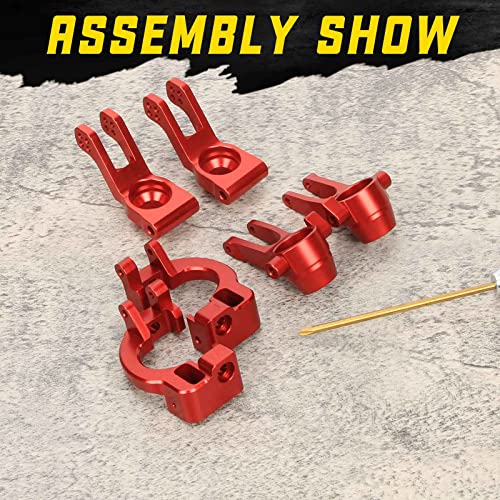 RCAWD Steering Block& C-hubs& Rear Hub Set for ARRMA 1/8 Vendetta 3S & Infraction 570 Mega Upgrades Parts,Hopups for #ARA330686#ARA330685#ARA330687 Caster Knuckle Arm Spindle Carrier Stub Axle Red - color: Red