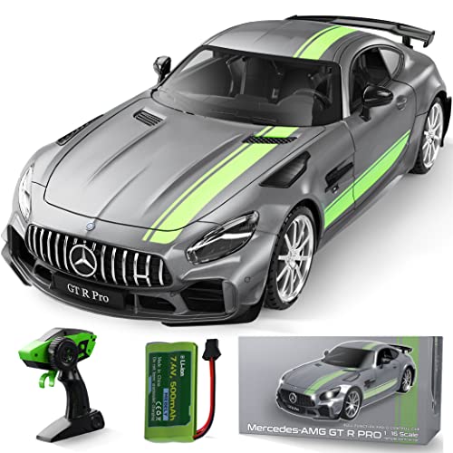 MIEBELY 1/16 Licensed Mercedes Benz GT R ProRc Cars for Kids Adults | Official license;500 mAh lithium;2.4G 200ft cintrol;steering trim;Left/right remote;Led headlights;ABS;Gifts for Kids Adults - style: Grey--1/16