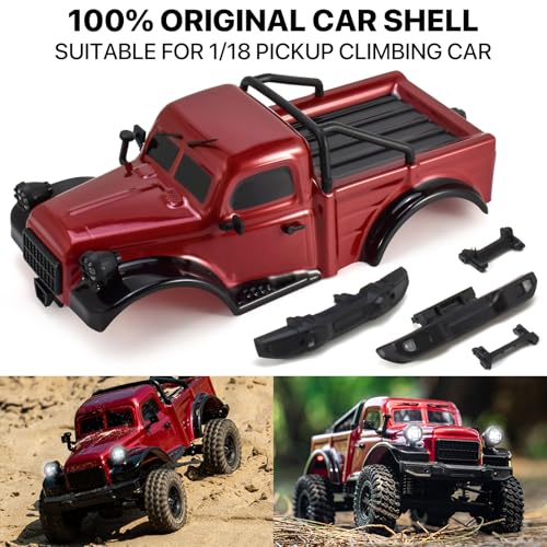 RC Truck Pickup Body Shell for 1/18 RC Crawler Car TRX4M Defender Bronco (Red) - color: Red