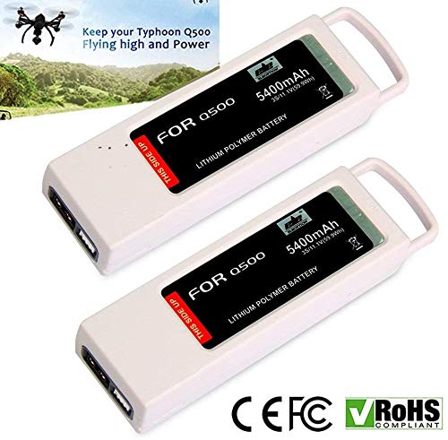 2-Pack 5400mAh 11.1V Replacement Batteries for Yuneec Q500 Series - High Capacity Rechargeable Battery Pack, Extended Flight Drone Battery