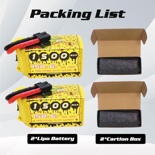 CNHL Speedy Pizza 1500mAh 6S Lipo Battery 22.2V 150C XT60 Plug (2 Packs) | Low internal resistance offers explosive acceleration and agile control for FPV racing drones and cinematic quadcopters.
