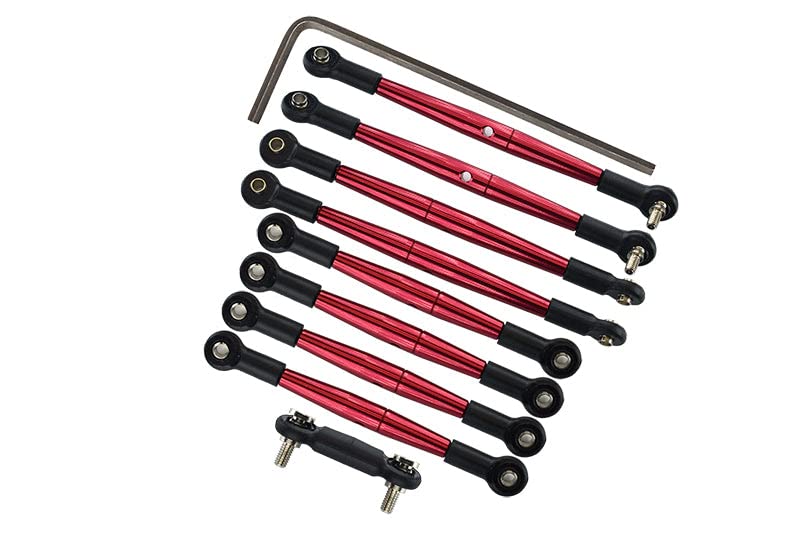 Complete Aluminum Steering Tie Rod & Suspension Pushrod Linkage Set for Traxxas 1/16 Mini E-Revo Summit Upgrades - Red