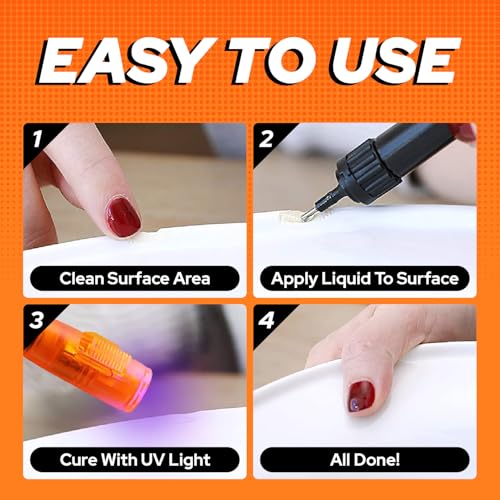 Bondic UV Glue Kit with Light, Plastic Welding Kit, Curing Light Liquid Plastic Repair, Jewelry Making, Necklace Craft, Super Glue Adhesive Epoxy Ultraviolet Mold for Glass Epoxy Resin Supplies