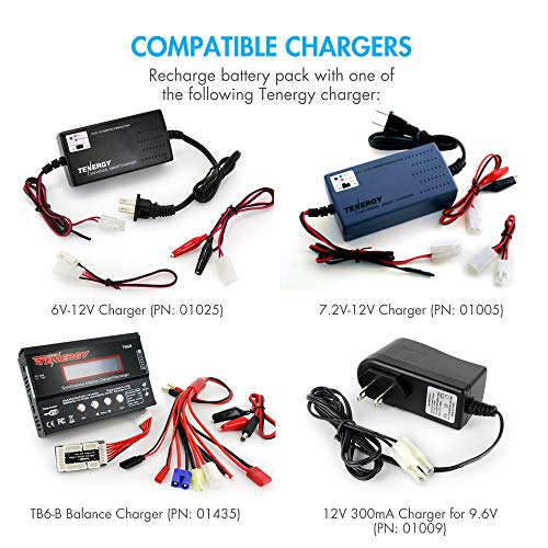 Tenergy 7.2V Battery Pack for RC Car, High Capacity 6-Cell 3800mAh NiMH Flat Battery Pack, Replacement Hobby Battery with Standard Tamiya Connector, 2-Pack - size: 2 Pack