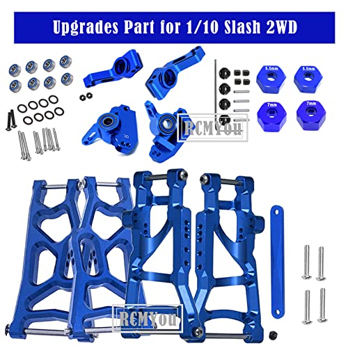 Upgrades Part for 1/10 Slash 2WD,Alloy Front Rear Suspension Arm,Caster Block,Steering Blocks,Rear Stub Axle Carriers Upgrades Hops Up Set for Slash 2WD,Navy Blue - color: Navy Blue