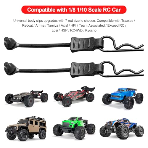 10PCS AllinRC 1/8 1/10 RC Body Clips w/Pull Tabs & 4mm Body Reamer for Traxxas Slash Arrma Kraton Notorious Redcat Losi HSP HPI Kyosho RC Car Truck Buggy RC Clips Upgrades (1.4mm Rod Black) - size: 1.4mm Rod Black