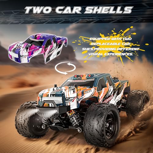 YESHIN 1:18 Scale All Terrain RC Car, 40 KPH High Speed 4WD Electric Vehicle with 2.4 GHz Remote Control, 4X4 Waterproof Off-Road Truck with Two Rechargeable Batteries Two Shells
