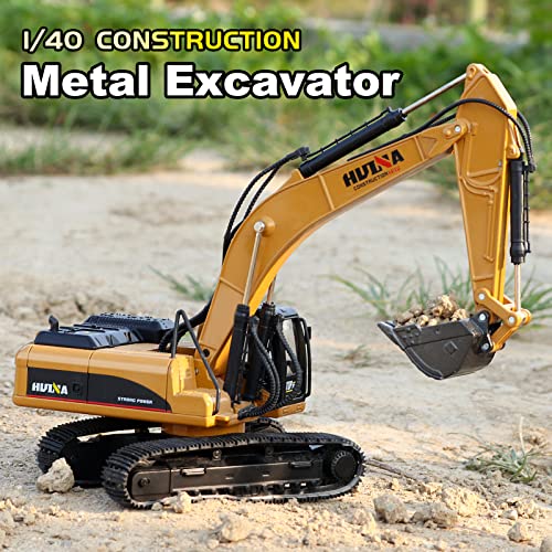 1/40 Scale Metal Excavator Toy, Diecast Construction Equipment Digger Trucks Toys for Boys Kids - style: Excavator