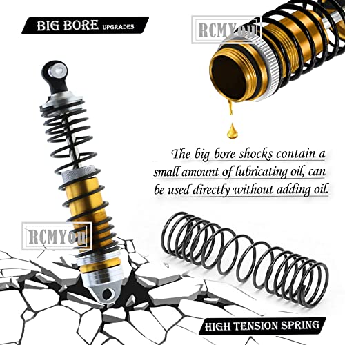 RC Shocks Absorber Upgrades Part for 1/10 Lasernut U4, Tenacity DB Pro,TENACITY TT Pro 4WD SCT,4PCS Aluminum Front Rear Big Bore RC Shocks Damper,90mm 100mm Metal Hop Ups,#LOS233011,Gold - color: Gold - 4pcs