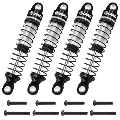 OGRC 60mm Long Travel RC Shock Absorber Oil Damper for TRX4M 1/18 RC Car | Oil-filled, Aluminum, for Traxxas TRX4M Upgrade Parts, Silver - color: Black Silver