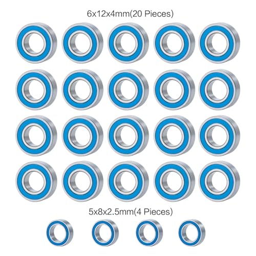 Parts For Tamiya Clodbuster 1/10 24Pcs Wheel Hub Sealed Bearing Kit RC Car Truck Model Accessories Upgrade Parts
