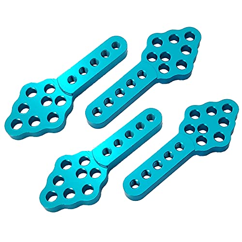 4Pcs Metal CNC RC Car Shock Absorber Mount Adjust Height Angle Stand for Axial SCX10 90046 D90 D110 SCX10III RC Crawler (Blue) - color: Blue
