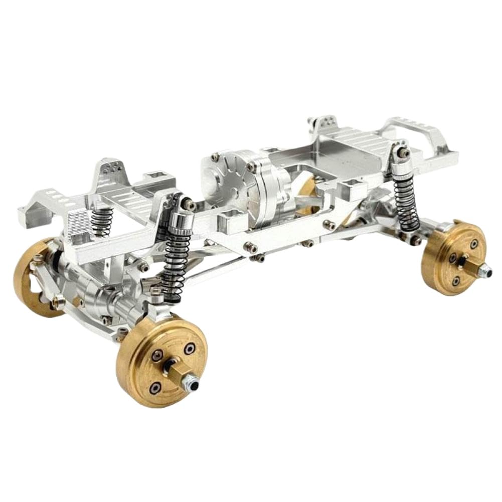 Dual Speed Transmission Gear Set with All-Metal Frame for 1/24 Scale RC Cars – Includes Drive Shafts, Shock Absorbers & Servo Mount(Light Grey) - color: Light Grey