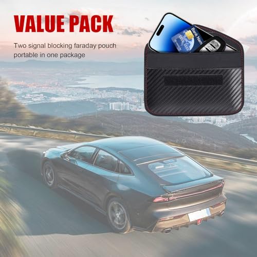Kewucn 1 Pack Faraday Bag for Key Fob, RFID Signal Blocking Key Fob Protector and Anti-Hacking Faraday Cage, Carbon Fiber Anti-Theft Car Keys Faraday Pouch, Premium Car Key Safe Protector (Large) - size: Large (5.32×7.68 inches)