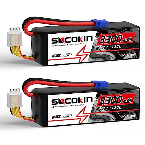 6S 3300mAh Lipo Battery 22.2V Lipo RC Battery with EC5 Plug Soft Case for RC Car Boat RC Racing Truck Helicopter Airplane 2 Pack