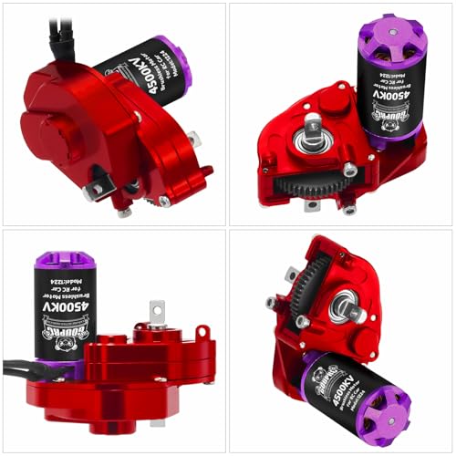 GOUPRC 1224 4500KV Brushless Outrunner Motor with Transmission & Upgrade 30A Brushless Esc for SCX24 RC Crawler Axial 1/24 RC Car Truck - style: Red Transmission