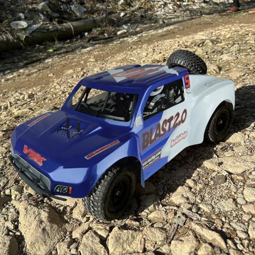 Two-Speed Nitro RC Car for Adult 1/10 20.9IN Gas-Engine Remote Control Truck 70KM/H 2.4G 18CXP Nitro Engine Short Course Rally Vehicle All Terrain Off Road Racing Car 80cc Fuel Tank (Gray) - color: Gray