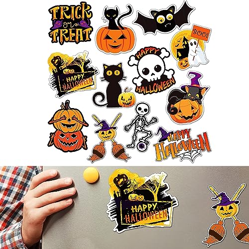 QODOLSI 12 Pieces Halloween Stickers, Bat Decals, Pumpkin Ghost Decals, Halloween Party Refrigerator Stickers Pumpkin Stickers, for Locker Garage Door Decorative