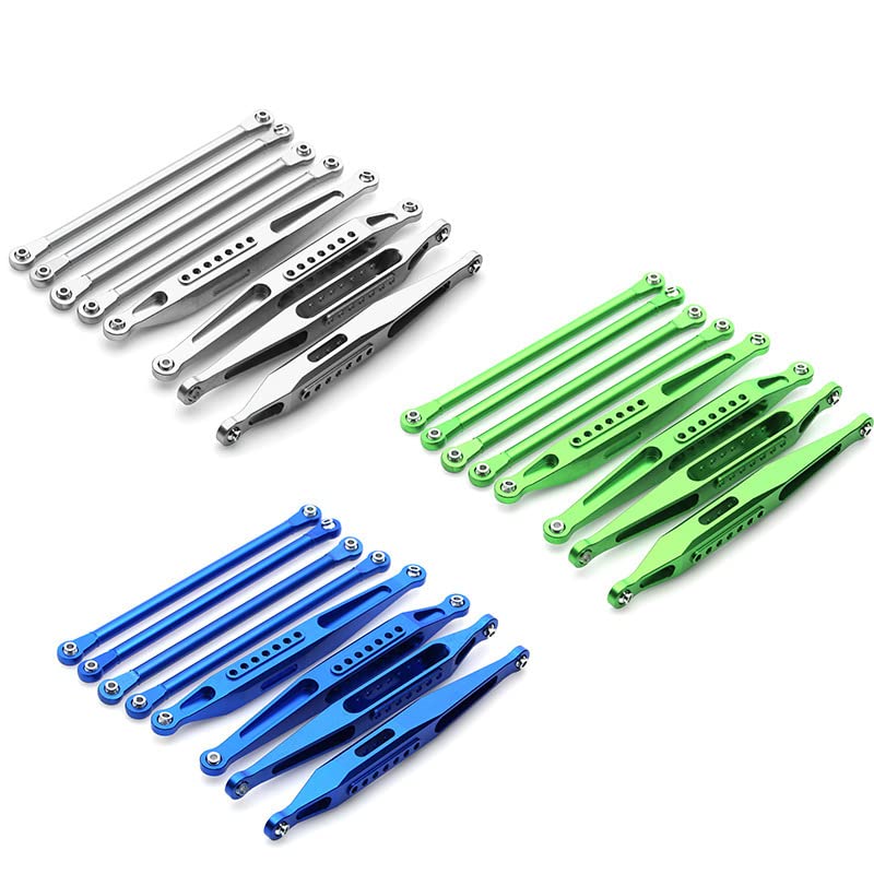 RC Car Tie Rod,Aluminum Alloy Upper Lower Tie Link Rods Set for LOSI 1/8 LMT 4WD Solid AXLE Monster Steering Tie Rod Linkage Part (Blue) - color: Blue