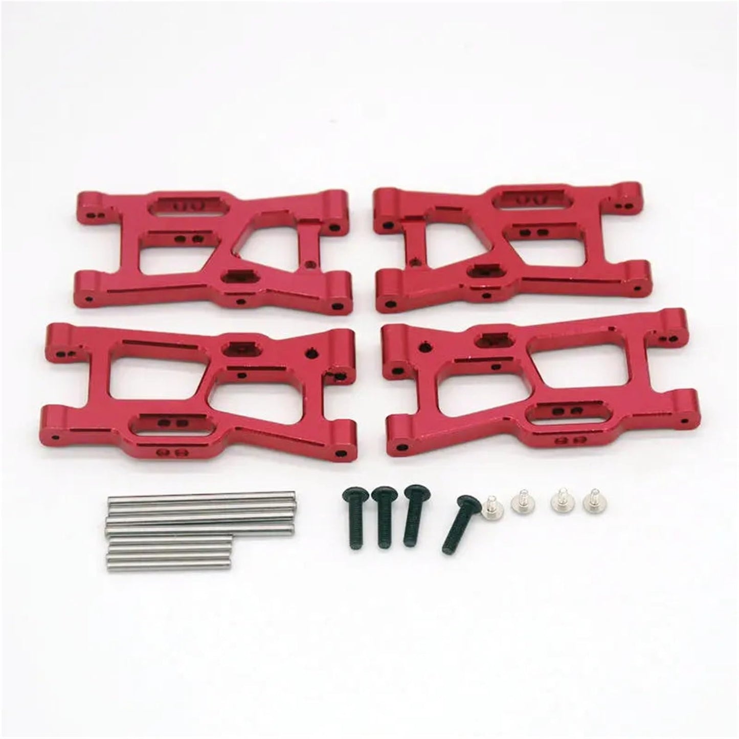 RC Remote Control car Swing arm Parts for wlto | CNC Aluminum Suspension A-Arms Set for 124008 124010 144001(Red) - color: Red
