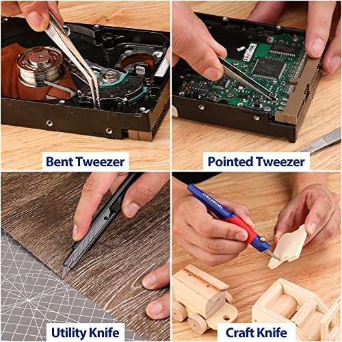 WORKPRO 33PCS Precision Repair Tool Kit, Screwdriver, Pliers Set with Pouch | Craft & Utility Knife, Precision Tweezers, Electronic Repair Applications, Portable Storage, Multi-Purpose DIY
