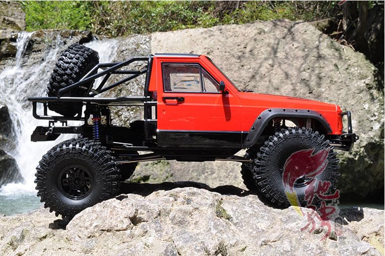 1/10 RC Hard Shell Cab & Back-Half Cage Body Shell Kit for 1/10 RC Crawler TRX4 SCX10 90046 AT4 GEN 8 Scout II,313mm Wheelbase Cherokee Upgrade and Modify (red) - color: Red