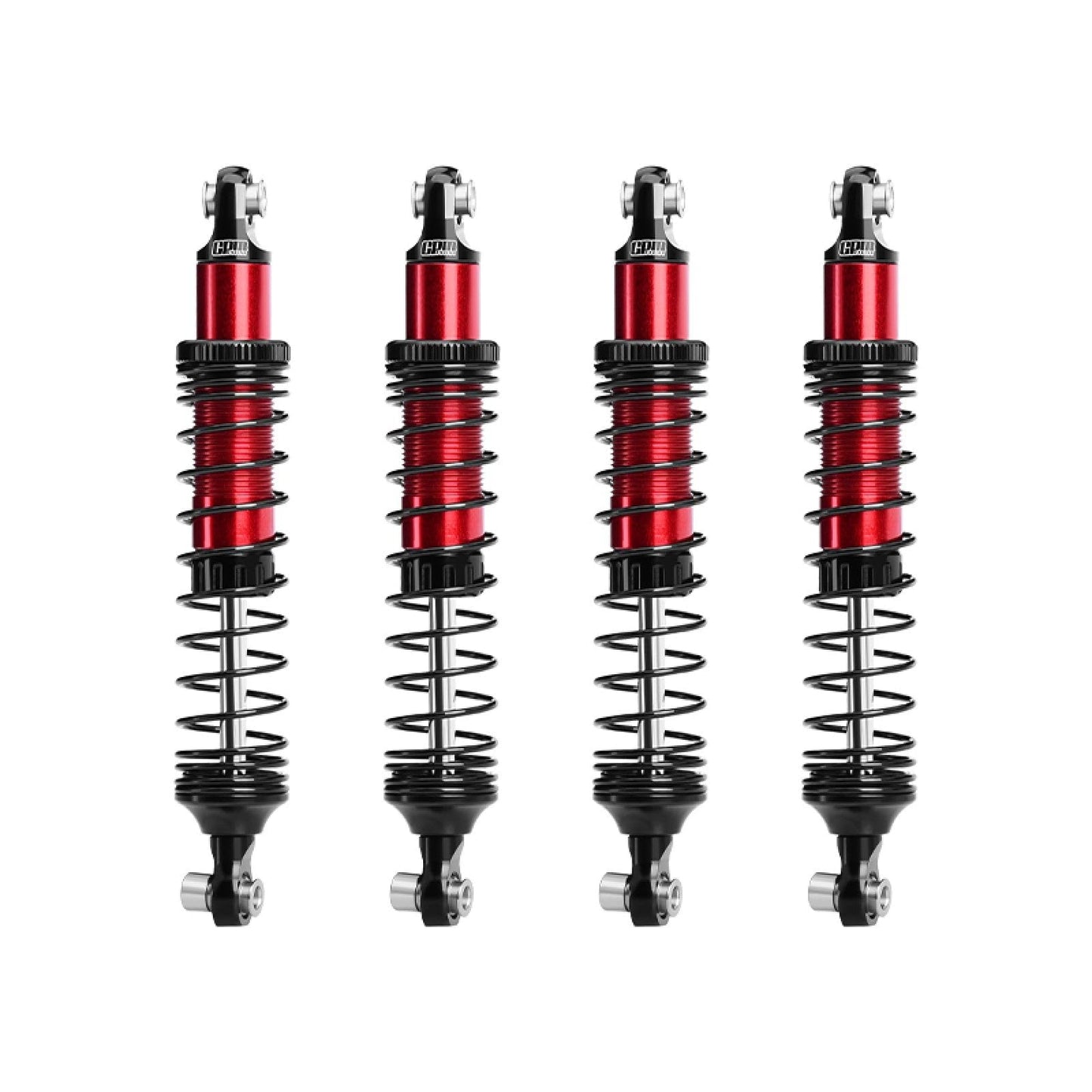 Aluminum 6061-T6 Alloy Front and Rear Adjustable Progressive 89mm Spring Damper Shock Absorber 4Pc Set For Vanquish 1:10 H10 Optic Kit/Yokohama RTR/Sparco RTR Rock Crawler Upgrades - Red