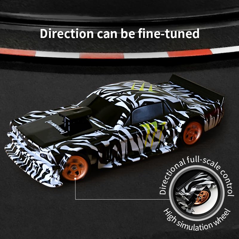 RC Drift Car - 1:43 Remote Control Car 2.4GHz Mini Drift Cars Racing High Speed Drift Car Model with LED Lights for RC Toys Gift (Silver) - color: Silver