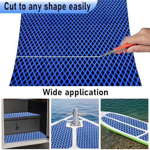 98.4"X43.31" Boat Flooring Self-Adhesive EVA Foam Boat Decking Marine Yacht RV Pool Non-Skid - color: Black and blue