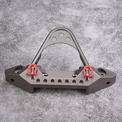 ZJchao RC Bumper, RC Front Bumper Metal Front Upper with 2 LED Lights for ‑4 1/10 Scale Crawler (Ti Color) - color: Ti Color