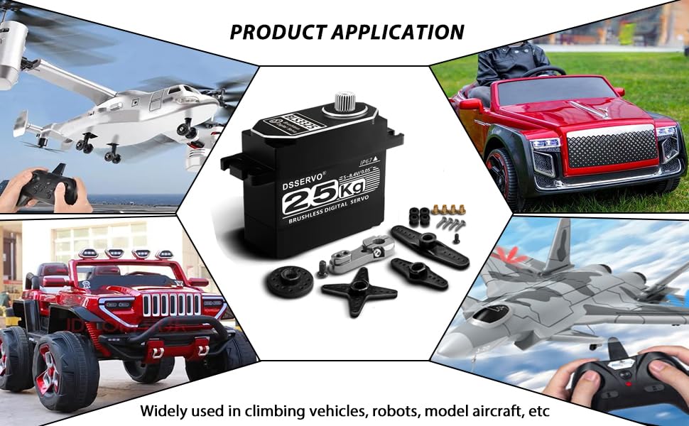 25KG Brushless Full Metal Stainless Gear Digital Motor,High Torgue RC Servo, High Speed, 8.4V Waterproof IP67 with 25T Servo Horn for Cars Robot Helicopter Crawler (25KG 270 Degree) - style: 25KG 270 Degree Brushless