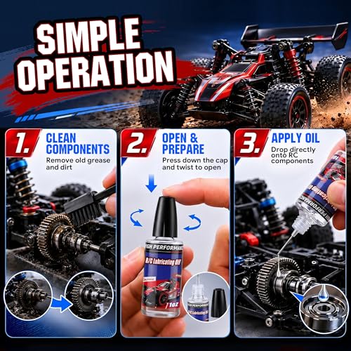 2 Bottles RC Lubricating Oil 1oz, Synthetic Oil for Lubricating R/C, Silicone Bearing Lubricant for RC Cars, Gear Lubricant for Motors, Bearings, Shafts and Moving Parts