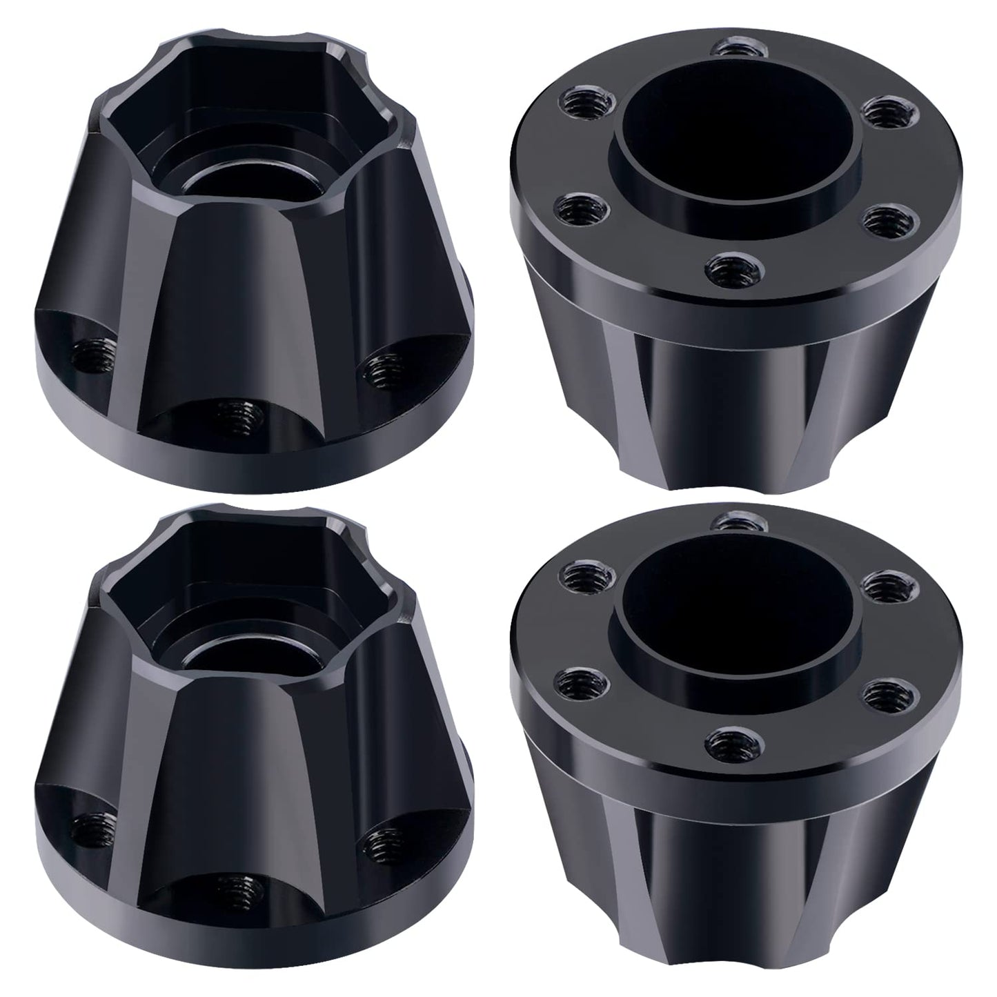 DJX 4pcs 12mm Hex Aluminum 1.9" or 2.2" Wheel Hub Extension Adapter for 1/10 RC Crawler Axial SCX10 TRX4 D90 (15mm Extension) - size: 15mm Extension Adapter