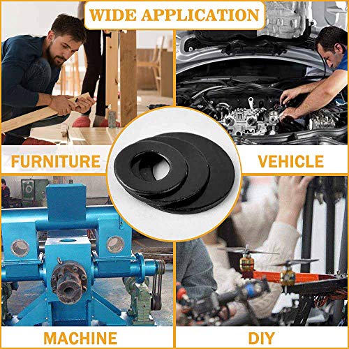 VIGRUE 684Pcs Metric Flat Washers Assortment Kit, M2 M2.5 M3 M4 M5 M6 M8 M10 M12 Black Washers for Screws, Zinc Plated Alloy Steel