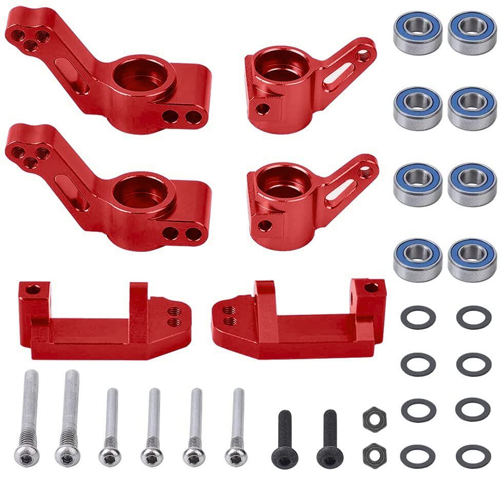 OGRC Caster Block Steering Blocks, Stub Axle Carriers for 1/10 Slash 2WD | Aluminum Front Caster Block&Steering Blocks and Rear Stub Axle Carriers kit for 1/10 Traxxas slash 2WD #3632 3736 3752 (Red) - color: Red
