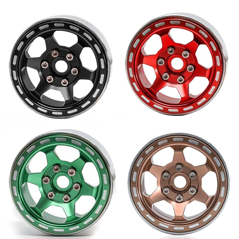 1.9 Beadlock Wheels, 4pcs Black | Aluminum RC Rims Hub with Positive Offset 12mm Hex for 1/10 RC Crawler Axial SCX10 II III 90046 AXI03007 Traxxas TRX4 TRX6 - color: Retro Style-black