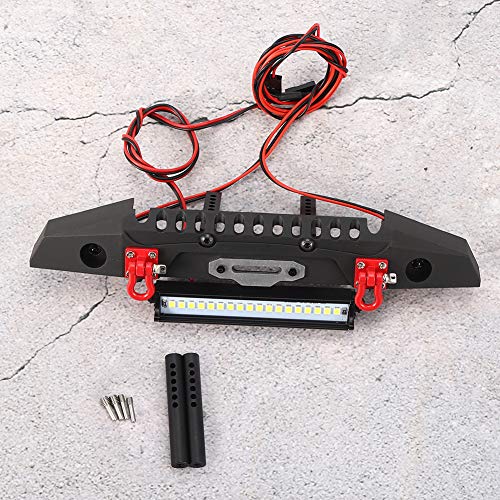 Anticollision Front Bumper with Spotlights Heavy Duty Metal RC Car Bumper Kit with LED Light Bar for Axial SCX10 90046 1 10 RC Crawler Car