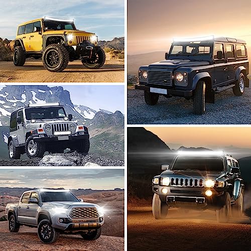 Willpower 50 inch Curved LED Light Bar with Remote Controller Wiring Harness,648W Triple Row Spot Flood Combo Beam,Strobe Flash Work Light Driving Lights,Waterproof Remote Controller On/Off Switch - size: 50 inch+ Remote wiring kit