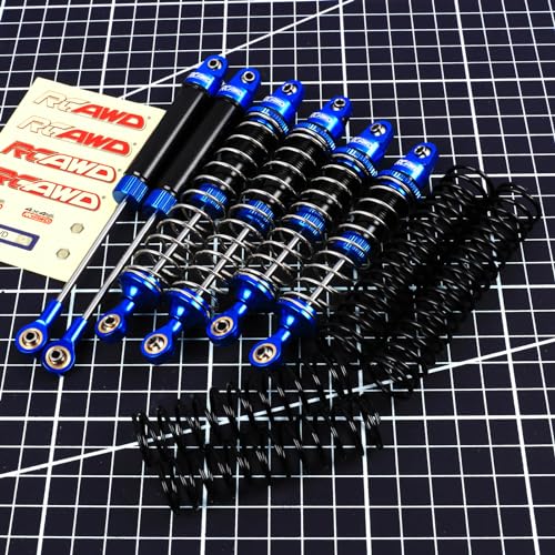 RCAWD Aluminum Shock Absorbers with Spare Springs Front Rear 6pcs for Losi 1/10 Baja Rey Hammer Rey U4 Upgrade Parts (Dark Blue) - color: dark blue