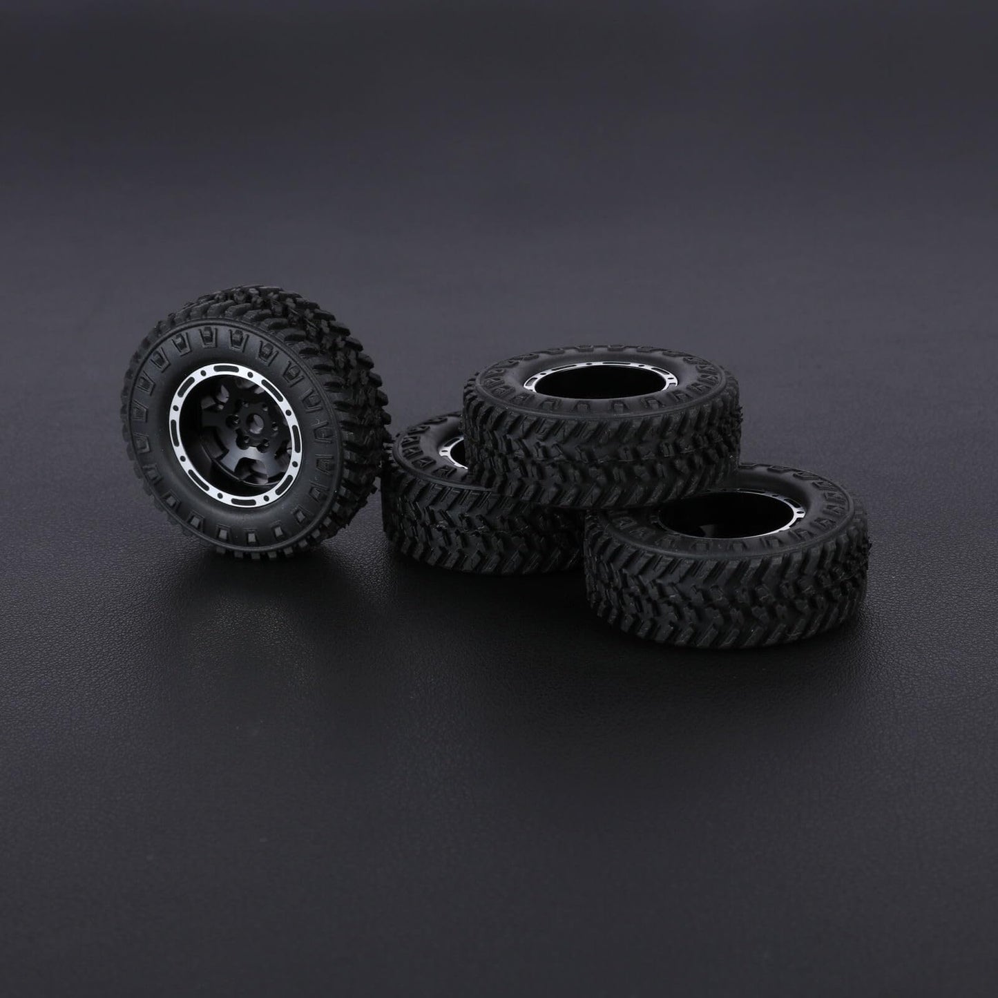 FCX24 Wheels and Tires 1.0 Beadlock Wheels 50MM Soft Sticky Tires with Brass Counterweight Ring for Axial SCX24 FMS FCX24M FCX24 Upgrades 1/24 RC Crawler - style: 160g