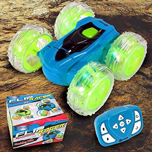 Contixo SC3 RC Stunt Car, Blue 2.4GHz 4WD Double-Sided 360° Rotating flip Racer Remote Control Toy Cars with LED Lights for Kids Girls Boys Age 4-12 Birthday Gift - color: Blue