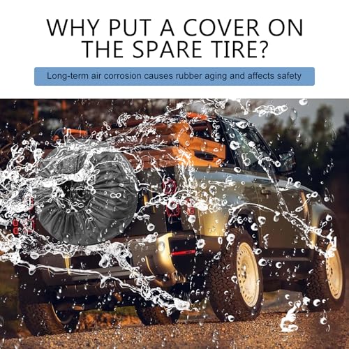 Car Spare Tire Cover, 190T Taffeta Sun and Water Proof Storage Bag with Comfortable Handle, Foldable Tension Adjustment Protective Cover with Buckle, Universal for 19" - 23" Tire (Black) - color: Black #Large