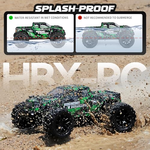HAIBOXING 18859 1:18 Scale All Terrain RC Car, Hobby 4WD Remote Control Car | 2.4GHz Electric RC Vehicle 36 KPH High Speed 4X4 Waterproof Off-Road RC Truck with Two Rechargeable Batteries for RC Driving - color: Green-black