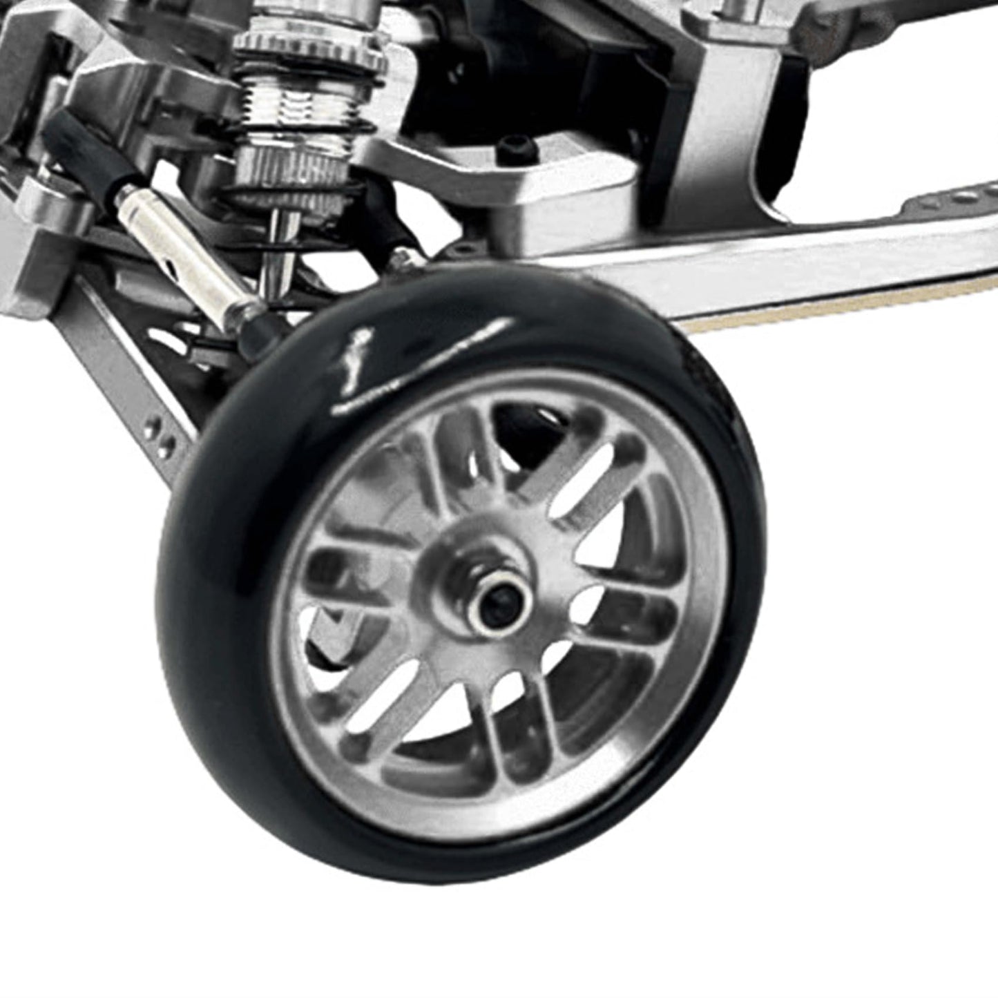 4PCS Finished Flat Running Drift Tires and Wheels 7MM Hexagon for 1/24 Losi Micro B Upgrades and 1/28 Losi Micro T Upgrades (New b Silver) - color: New B Silver