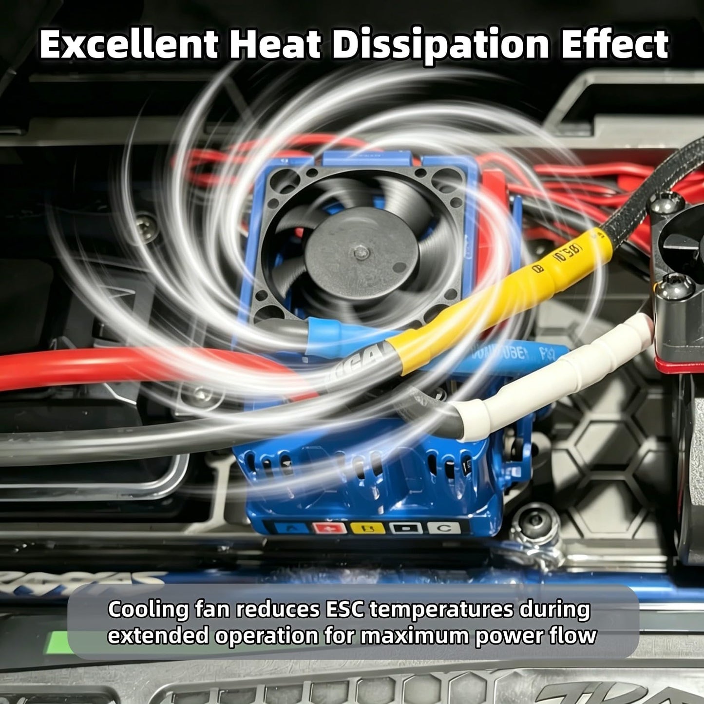 VXL-3s ESC Cooling Fan for Traxxas 3340 Bandit Slash Stampede Rustler 2WD / 4X4 VXL RC Car Parts, Velineon ESC Heat Sink Cooling Fan